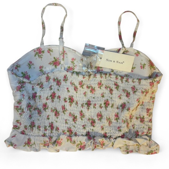 NWT Sim & Sam Floral Print Corset Crop Top Padded - Picture 4 of 7